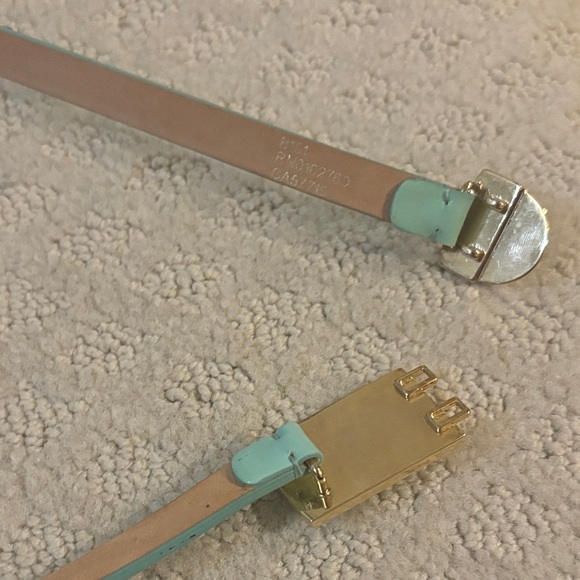Kate Spade Aqua Leather Belt with Gold Accent